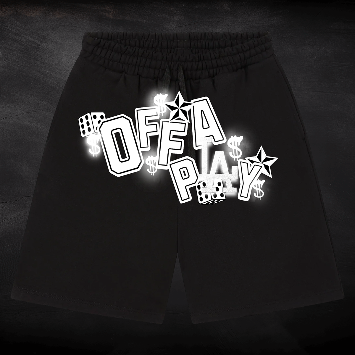 black and white Offaplay shorts