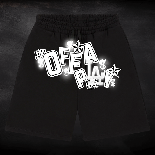 black and white Offaplay shorts